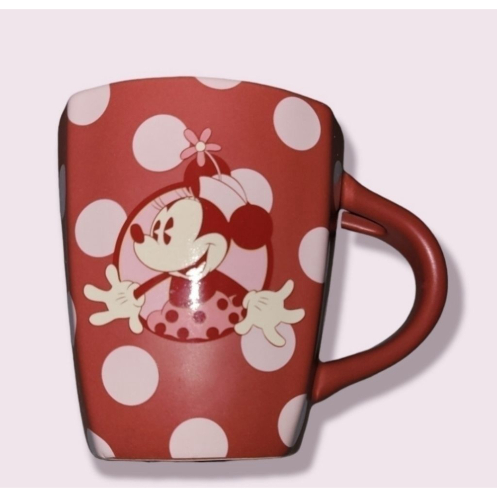Disney Parks Minnie Mouse Coffee Mug Polka Dots Red White Pink